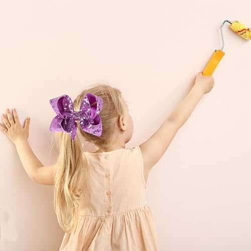 Miniatura 5 de 2 lazos para el cabello con lentejuelas brillantes de 5 pulgadas, horquillas para el cabello, pinzas de cocodrilo para niñas, niños y mujeres