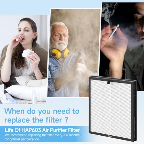 Image of 3 Pack HAP603 Replacement Filter Compatible with ECOSELF HAP603 / HAP603WF Air Purifier, 3-in-1 H13 True HEPA Filter with Activated Carbon, # RFHAP603, White