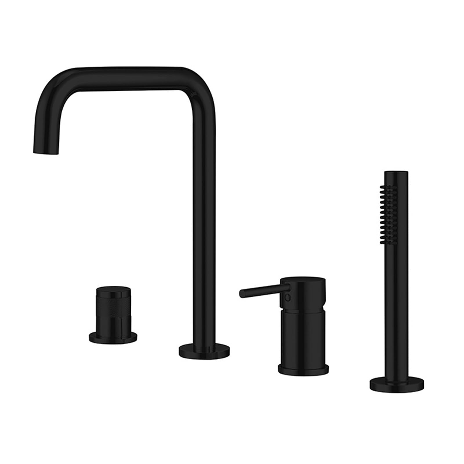 Robinet de bain brossé gold LWX 4 trous avec inverseur et douchette à tirer