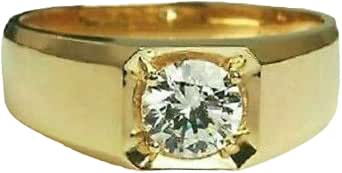 Harlembling Real 14k Gold Plated 925 Silver Iced CZ Solitaire Ring – Men's Hip Hop Pinky Ring