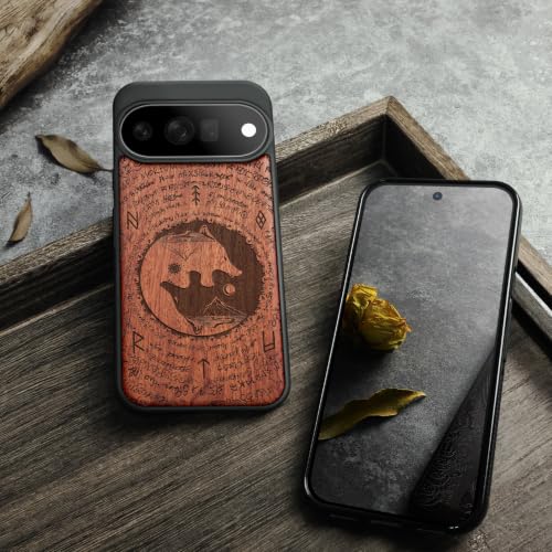 Coque Pixel 11 compatible Magsafe Antichoc Étui Bois Google Pixel 11 Loup Rosé - 5