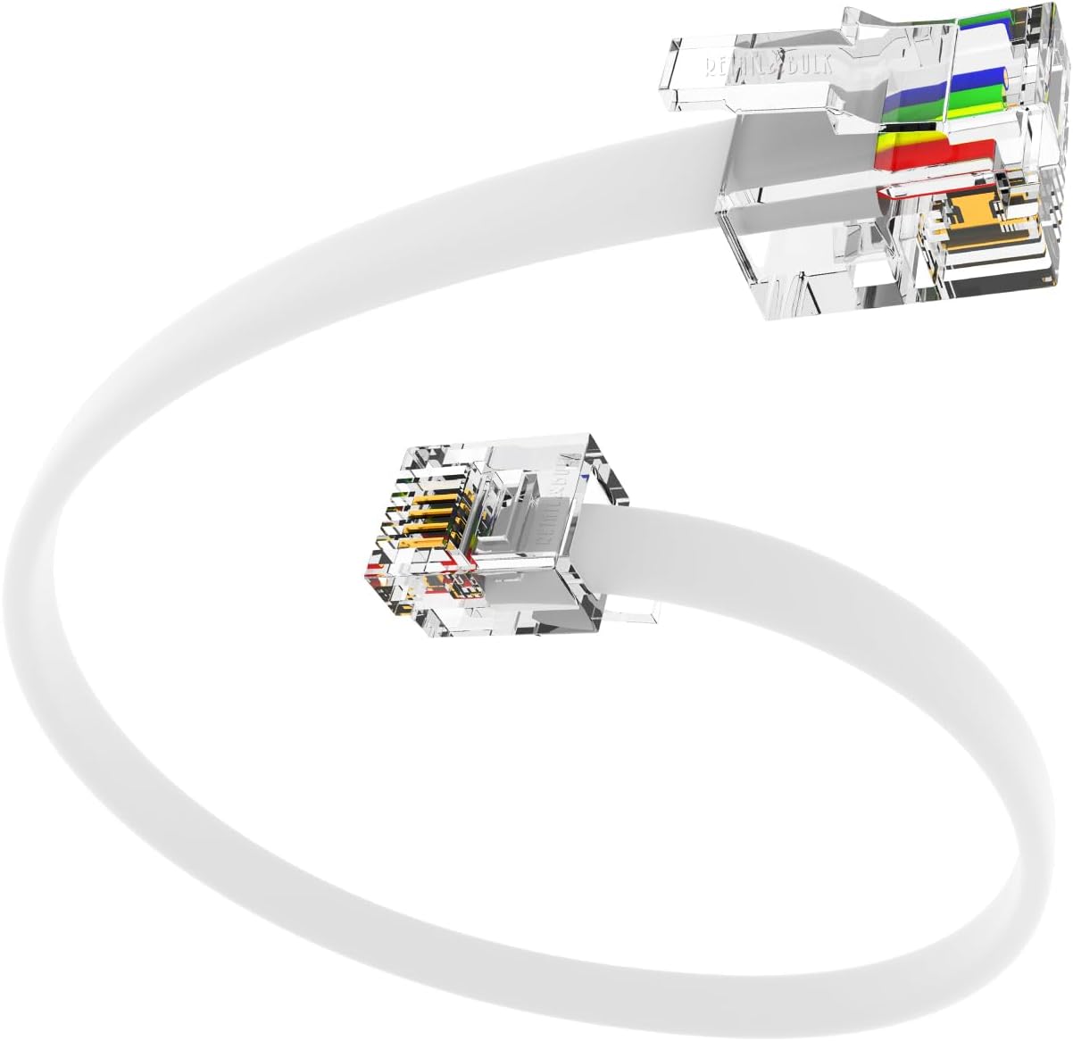 (3 Pack) 6 Inch Short Telephone Cable RJ11 Male to Male, 6P4C Phone Line Cord (6 Inches, White)