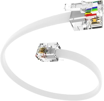 3 Pack 6 Inch Short Telephone Cable RJ11 Male to Male, 6P4C Phone Line Cord 6 Inches, White