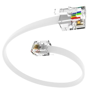 3 Pack 6 Inch Short Telephone Cable RJ11 Male to Male, 6P4C Phone Line Cord 6 Inches, White