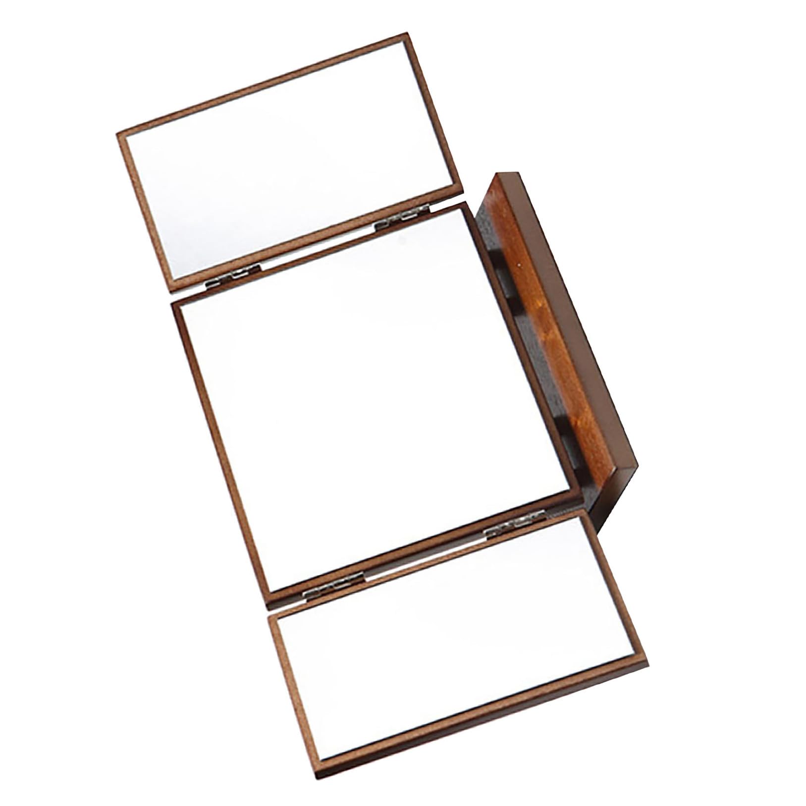 Miroir bois sculpté pliable à trois faces pour maquillage de bureau
