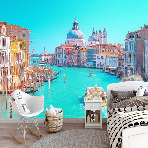 Fotomural de Venecia 300x210 cm en tejido no tejido azul para decoración de salón 4