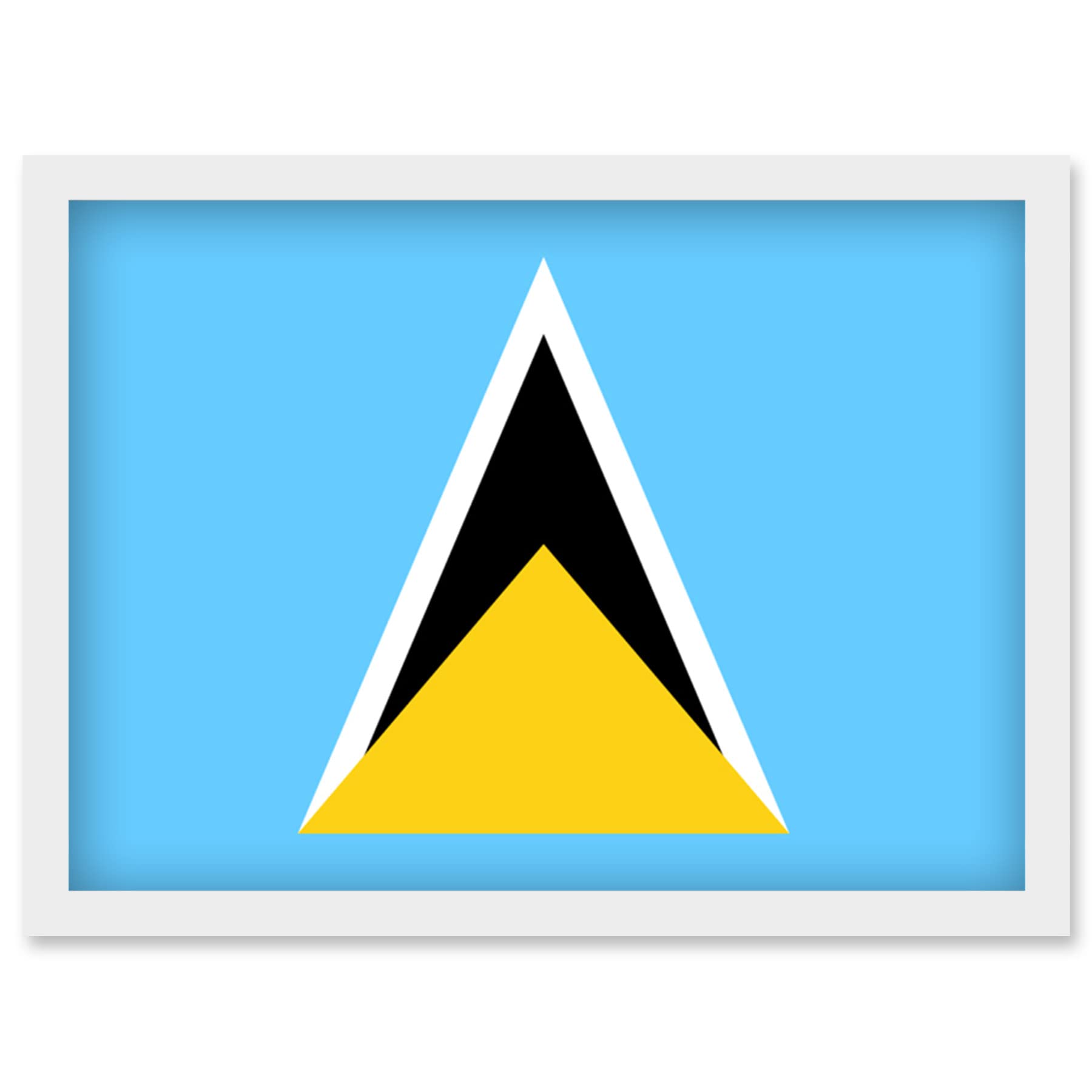 Artery8 Saint Lucia National Flag Patriotic Vexillology World Flags Country Region Poster Artwork Framed Wall Art Print A4