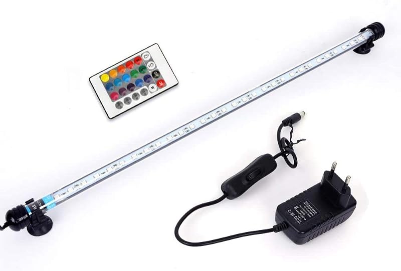 SolarNovo LED Luz de acuario Iluminación subacuática Cubierta ligera superior Lámpara impermeable para tanque de peces con control remoto Cambio (RGB, 1.8 * 57cm)