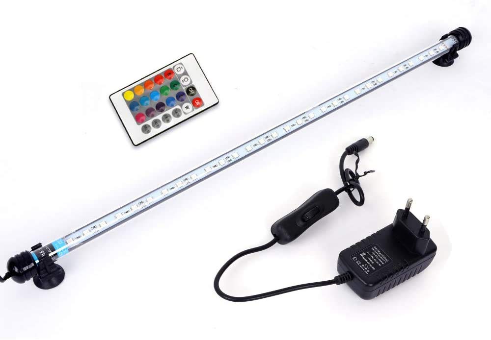 SolarNovo LED Luz de acuario Iluminación subacuática Cubierta ligera superior Lámpara impermeable para tanque de peces con control remoto Cambio (Azul & blanco, 1.8 * 18cm) — view 10