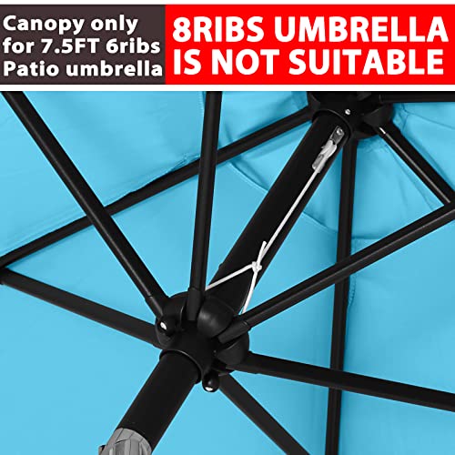 Image of ABCCANOPY 7.5ft Outdoor Umbrella Replacement Top Suit 6 Ribs (Blue)