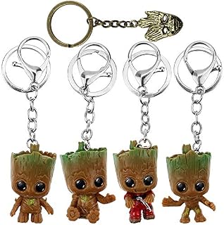 BlueXP 4 Pack Key Ring Pendant Guardians of Galaxy Baby Groot Keychain Holder with Lobster Snap Clip for Decoration Women Men Kids Handbag School Bag