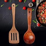 Xnuoyo Juego De Utensilios De Cocina De Madera, Juego De Cocina Ecológico Y Seguro, Cuchara Saludable para Utensilios De Cocina Antiadherente, Espátula De Madera Natural Y Cuchara De Cocina