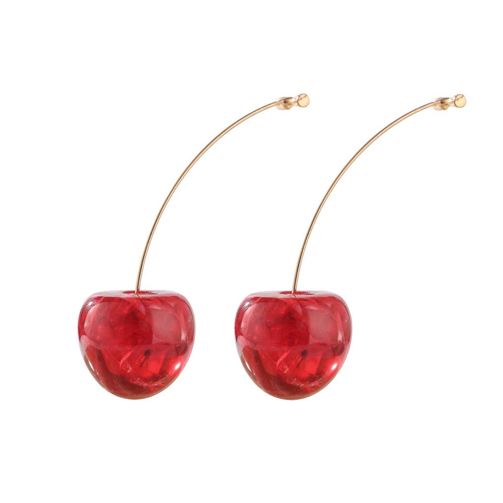 Orecchini da donna, orecchini da naso e labbra, orecchini neri per donne, graziosi frutti rossi, petalo, resina, orecchini lunghi in oro, gioielli da donna, regalo, gioielli (colore: R, misura unica