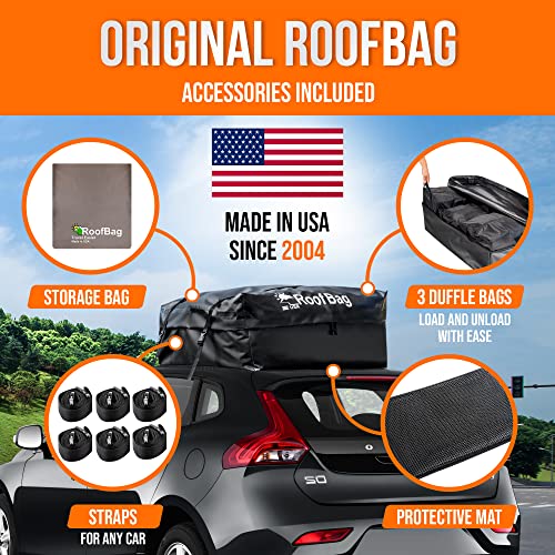 Roofbag Car Roof Cargo Carrier Fits Medium And Large Cars With Or Without Roof Rack. Original Roof Cargo Bag Made In Usa Is Fully Waterproof And Includes Accessories #TOP1