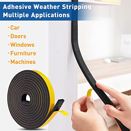 Weather Stripping Door Seal Strip, Ablink Foam Weather Stripping For Door & Window, Door Insulation Weather Strip, Strong Self Adhesive Door Seal Strip (16Ft*1/2In*1/4In) #TOP1