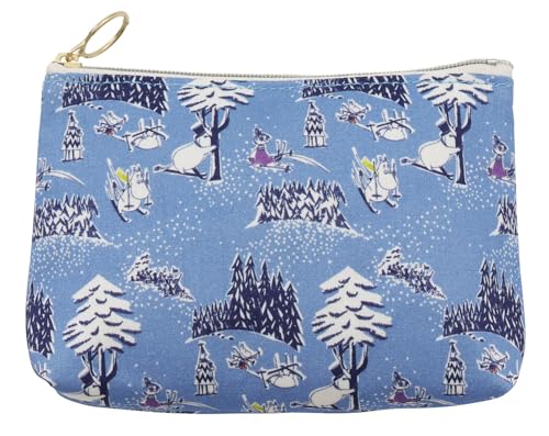 クォーターリポート (MOOMIN) ムーミン ベーシックポーチ ムーミン谷の雪あそび ブルー 約W15×H10.5×D4.5cm コスメ 化粧 トラベル レディース (ファスナー式)【日本製】