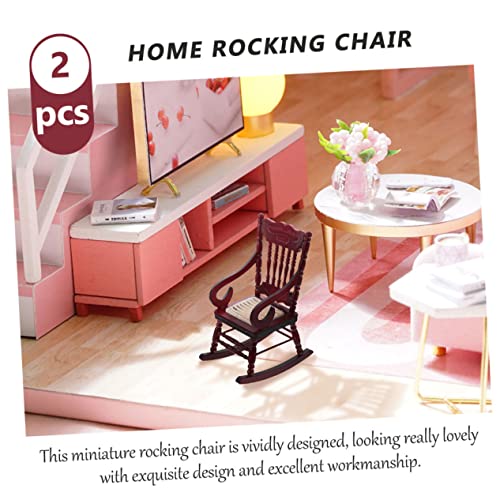 Foytoki 4 Pcs Model Chair Kids Furniture Household Gadgets Furniture Mini Rocking Chair Miniature Chair Model Mini House Accessory Wooden Rocking Chair Model Mini Chair Model #TOP3