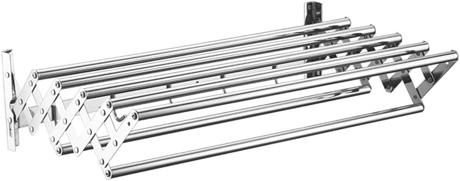 Wall Mounted Clothes Drying Rack 7 Rods 5 Hooks Retractable Collapsible Clothing Hanger Rustproof Laundry Hanger Space-Saving for Bathroom/Tower