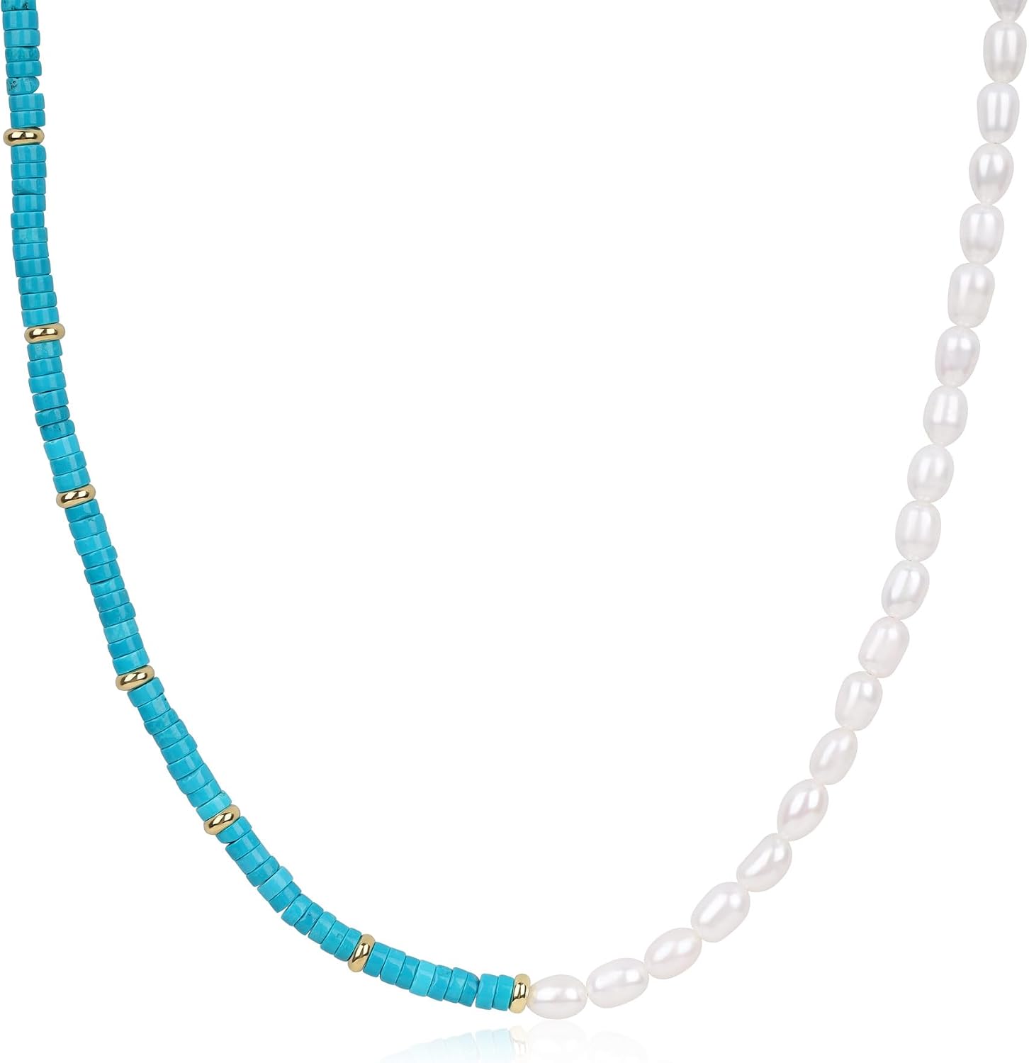 COAI Heishi Beaded Necklace, Pearl Necklace for Women