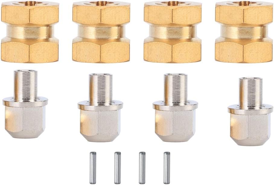 Alomejor RC Car Combiner 4pcs Brass RC Car 12mm Hex Wheel Hub Drive Adaptor for 1/10 RC Crawler Car 12mm/15mm/17mm(12mm)