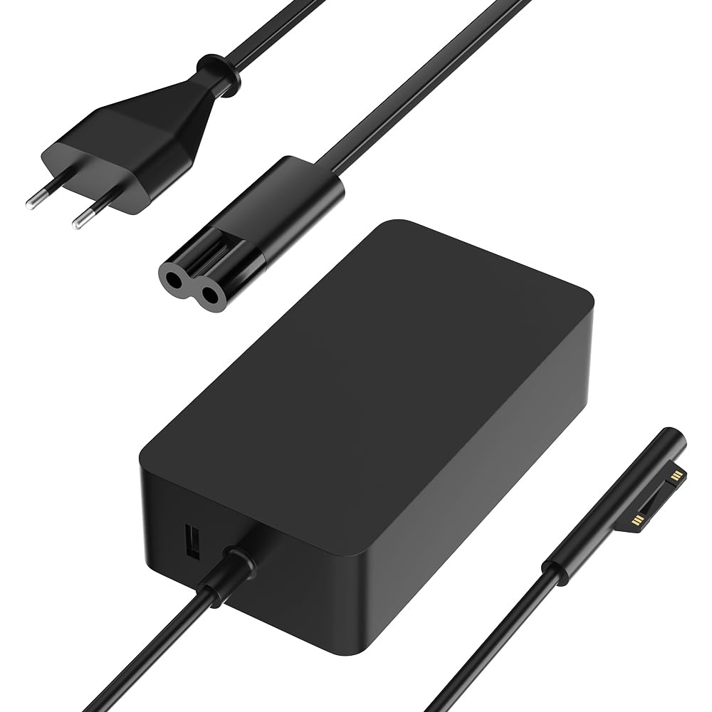 65W Surface Netzteil Ladegerät Ladekabel für Microsoft Surface Pro 10 9 8 7 6 5 4 3 Surface 7 6 5 4 3 2 1 Surface Book 3 2 1 Surface Go 4 3/2 /1 Tablet Surface Laptop Studio/Go mit USB-Anschluss