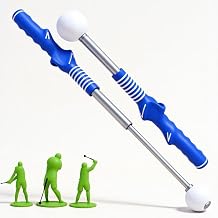 Retractable Golf Swing Training Aid,Right-Handed Golf Swing Trainer, Golf Grip Trainer with Click Feedback, Golf Stick for Practice Correction Indoor Outdoor Hitting (Blue, Right-Handed)