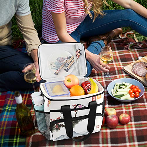 Alaza Japanes Birds Sakura Pine Tree Branch Distant Mountains Large Lunch Bag Insulated Lunch Box Soft Cooler Cooling Tote For Grocery, Camping, Car #TOP6