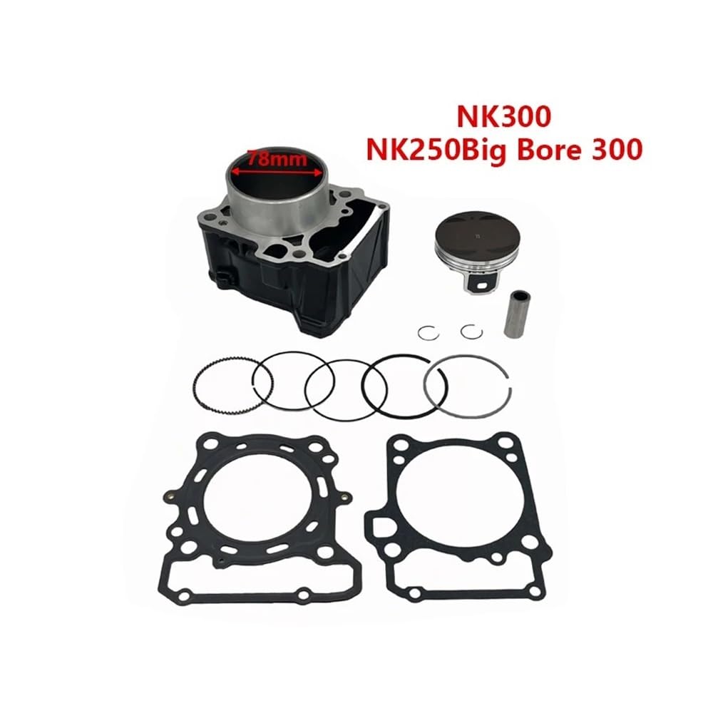 Parti del motociclo 78mm Guarnizione testata Pistone Anello Pin Set completo for CF300NK CF NK300 250repack300CC