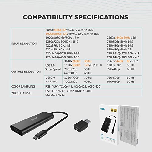 Pengo 4K Hdmi To Usb-C Video Capture Grabber, 4K30Fps Video Capture Card With Type-C/Usb 3.0, Livestream, Video Conference, External Capture Card For Dslr Camcorder Actioncam For Win Mac, No Hdcp #TOP6