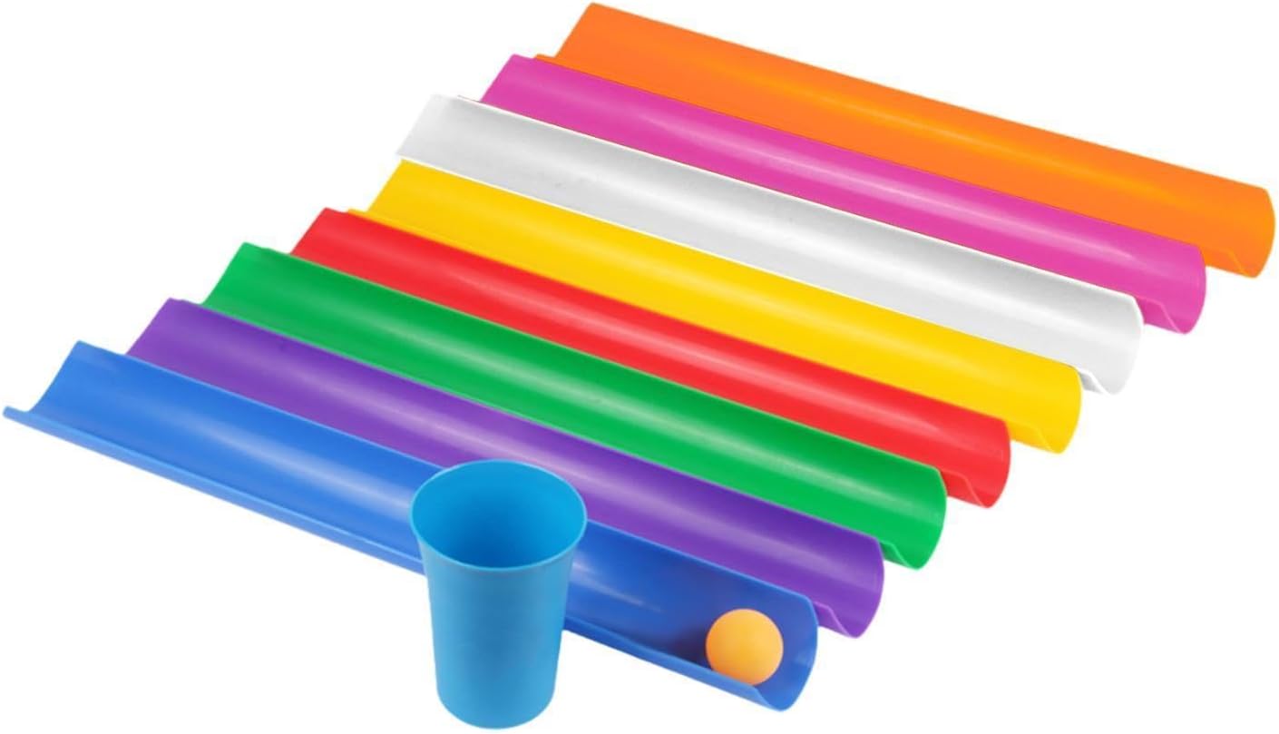 pistro Pipe Challenge Team Building Game Set for Group Activities Outdoor Fun with 8 Half Pipes 1 Cup 1 Ball