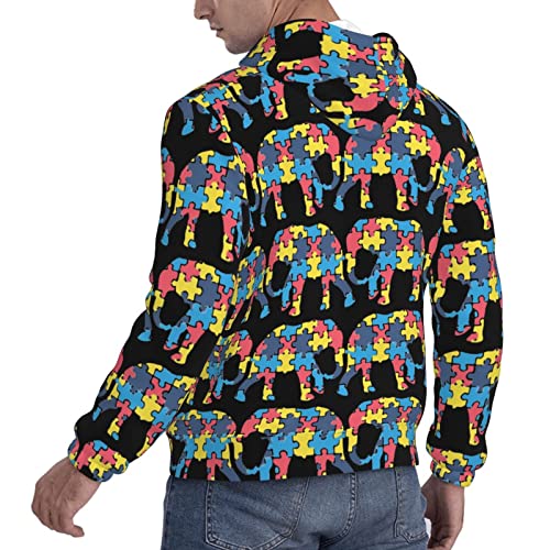 Mens Sweatshirt Autism-Awareness-Elephant-Gift Hoodie Sport Hip Hop Hooded Pullover Tops Black #TOP4