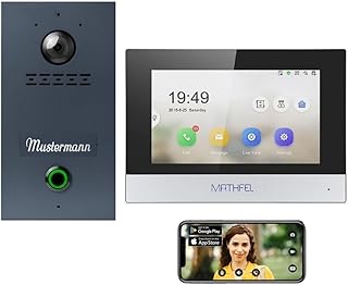 MATHFEL IP Video Türsprechanlage in Anthrazit mit Einer personalisierten Gravur, Unterputz-Türstation IP65, 7''Monitor, HD-Kamera 170°: 1x7'' Monitor