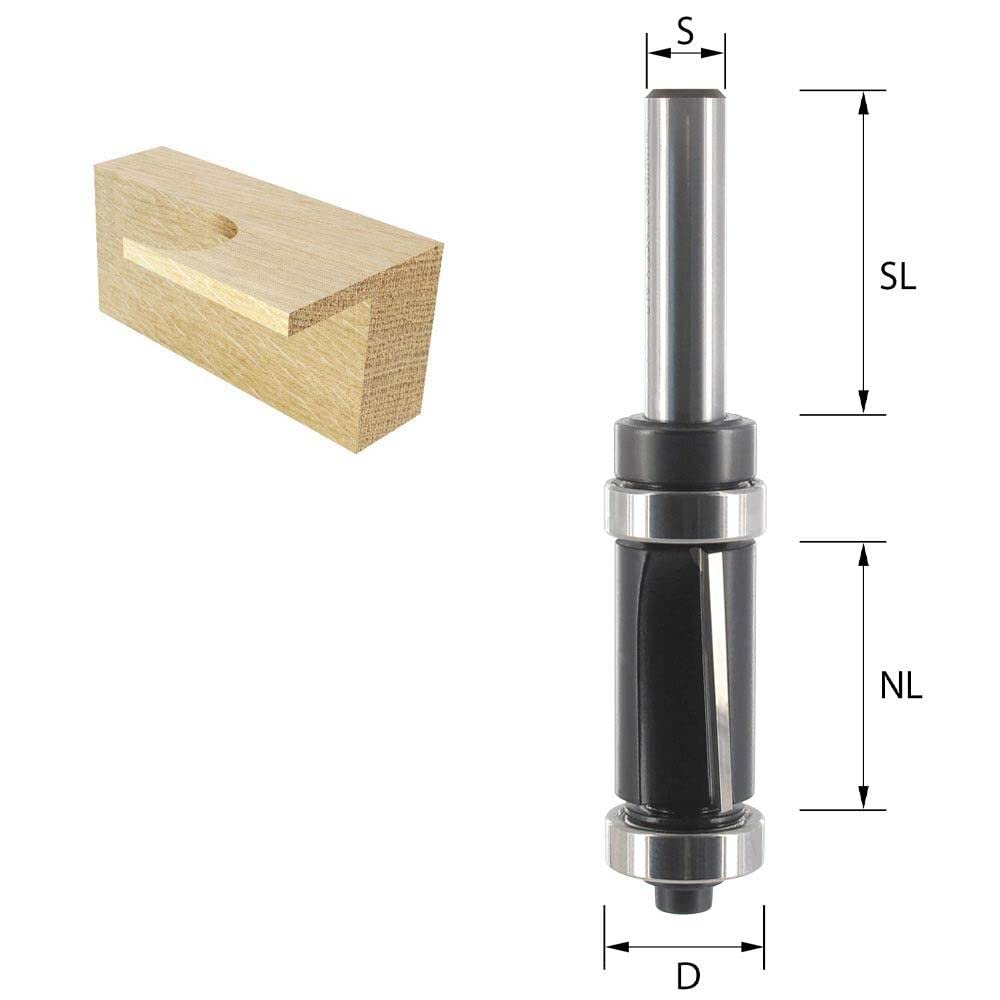 ENT 13470 Frez plaski katowy z weglików spiekanych, chwyt (S) 8 mm, srednica (D) 16 mm, NL 25,4 mm, SL 32 mm, z 2 lozyskami kulkowymi