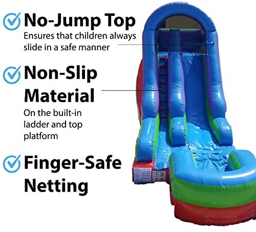 Tentandtable 15' Retro Rainbow Inflatable Water Slide, Wet Or Dry Water Slides Inflatables For Kids And Adults, Commercial-Grade Blow Up Water Slide With 1.5Hp Blower & Stakes - 27' L X 9' W X 15' H #TOP2