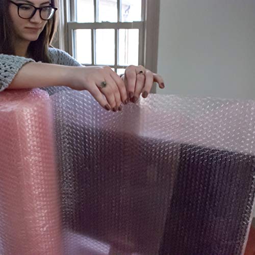 Duck Brand Anti-Static Bubble Wrap Cushioning, Extra Wide 24-Inch X 50-Feet, Pink (285793) #TOP4