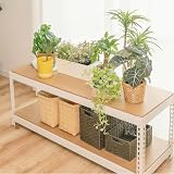 メタル&ウッドラック(METAL&WOOD RACK) ラック 棚 頑丈 総耐荷重60kg 幅121×奥行41×高さ45cm 2段 棚板リバーシブル 選べるサイド(フラット/サイドバー) ハンマー付き 組立品 ホワイト 白 MK-A422NWH