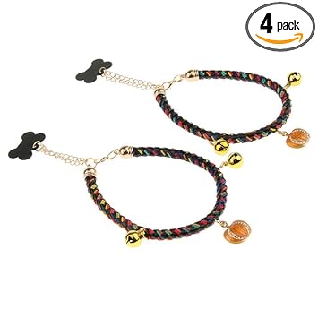 Maxbell 2Pcs Pet Dog Cat Necklace Adjustable Tie Collar with Bells ID Tag 3