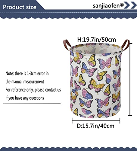 Sanjiaofen Kids Laundry Hamper,Girls Hamper, Butterfly Laundry Basket,Collapsible Baby Storage Baskets For Girls Room Decor,Nursery Hamper,Bedroom,Toy Organizer, Gift (Butterfly) #TOP4