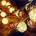 Letsun Battery-Operated LED 4cm Rattan Ball Fairy Lights with Metal Drops Fairy Light and 7.5-feet Transparent Wire, White And Brown