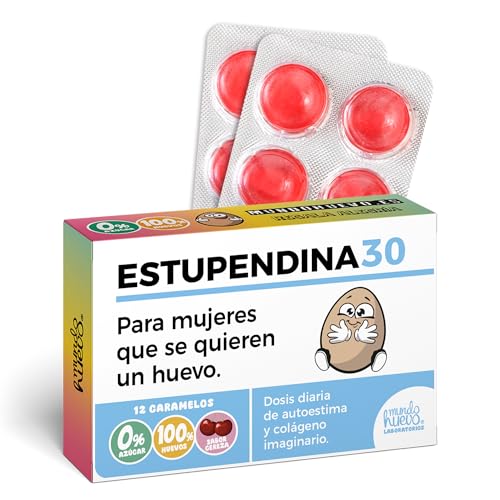 Caramelos de broma blister |ESTUPENDA 30 | Blíster con 12 caramelos sin azúcar | Regalo original y elegante para mujeres de 30 años | Cumpleaños con estilo