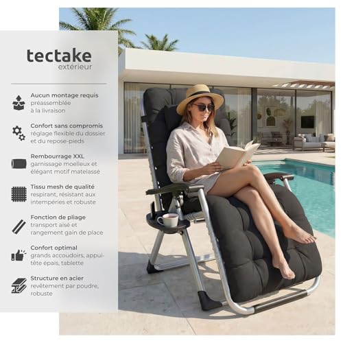 Fauteuil Jardin Pliable Inclinable Zéro Gravité TecTake