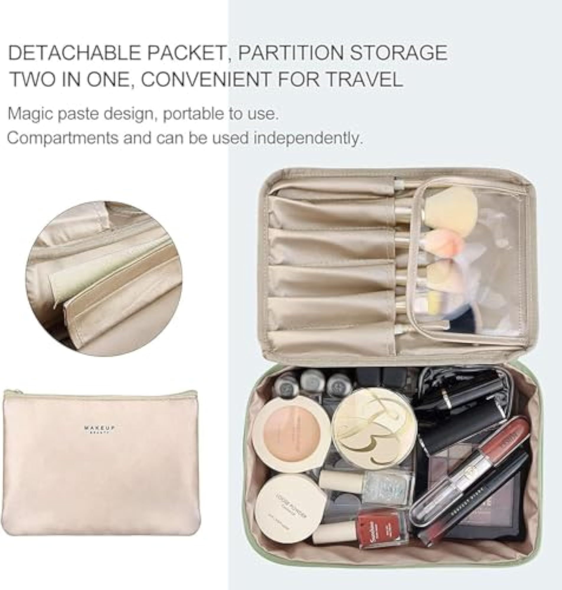 Large Polyester Makeup Bag with Zipper