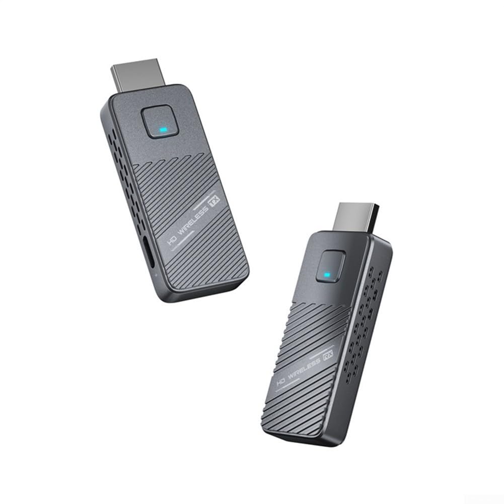 Kit receptor transmisor inalámbrico 50 metros 1080P HD adaptador de audio vídeo para PC para cámara mac reunión streaming baja latencia gris funda portátil