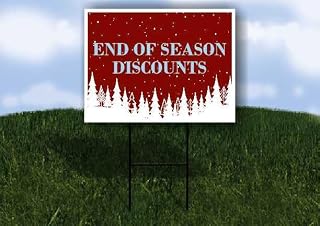End Of Season Discounts Christmas White Red Snow Trees Single Sided 18x24 in. Yard Road Sign w/Stand