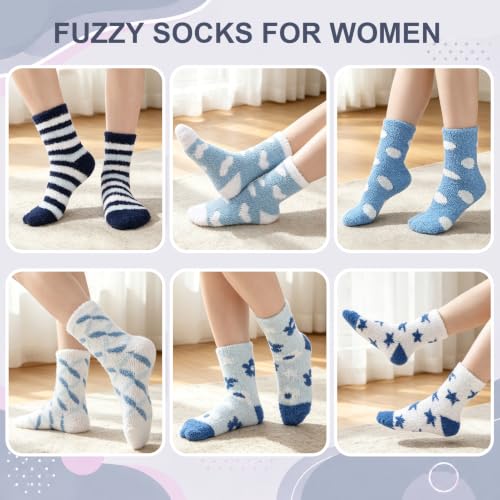 Womens Fuzzy Socks Bow/Heart/Animal Embroidery Printing Warm - Image 5