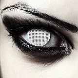 Sie erhalten 2 weiße Zombie Kontaktlinsen im Gitternetz Look