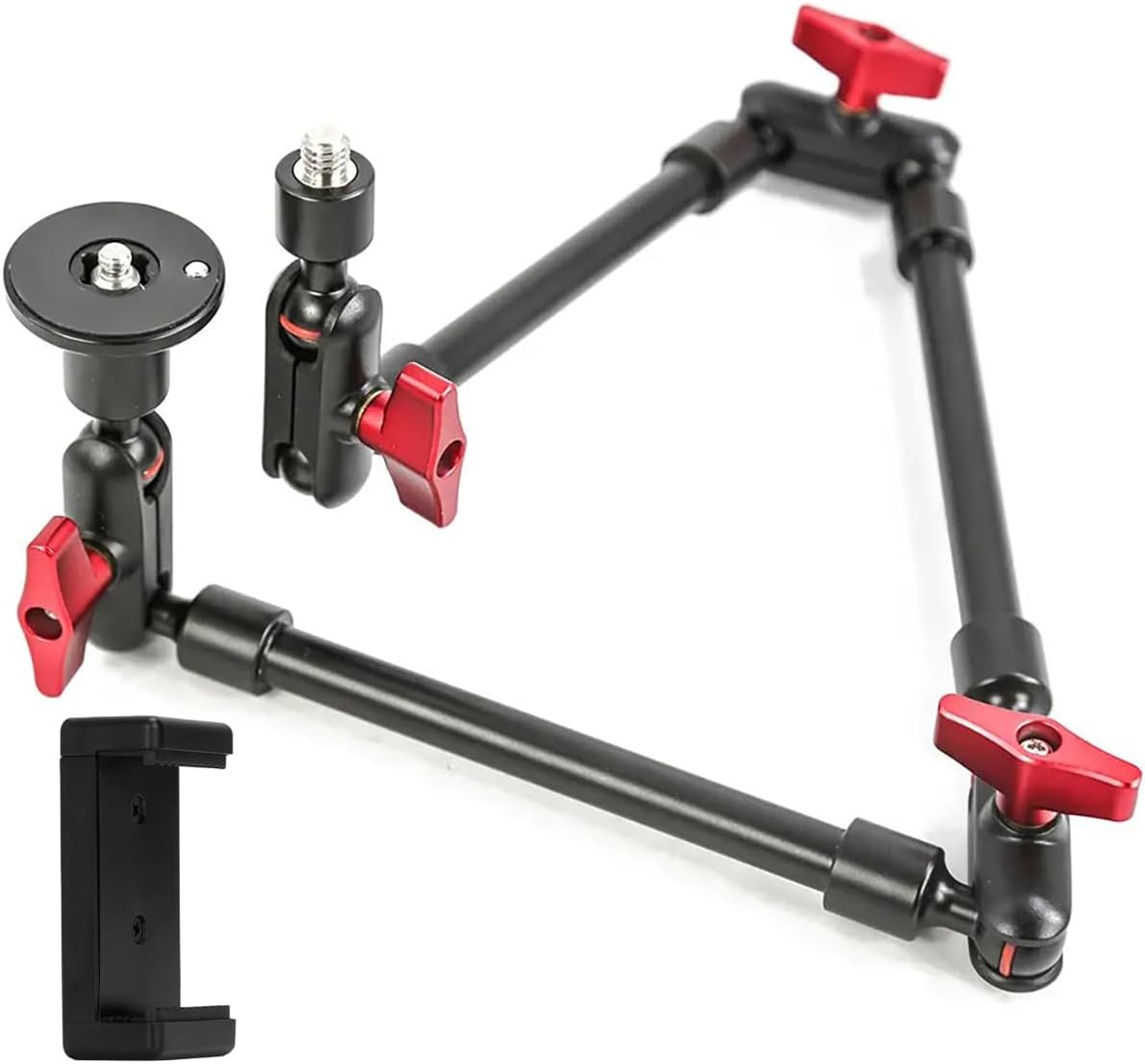 REFLEX CAMERA Adjustable Magic Arm - 80cm - with Universal Phone Holder – Flexible Aluminum Alloy Camera Mount Clamp for Tripod, Overhead Rig, Vlogging, Live Streaming, Photography, Video Recording