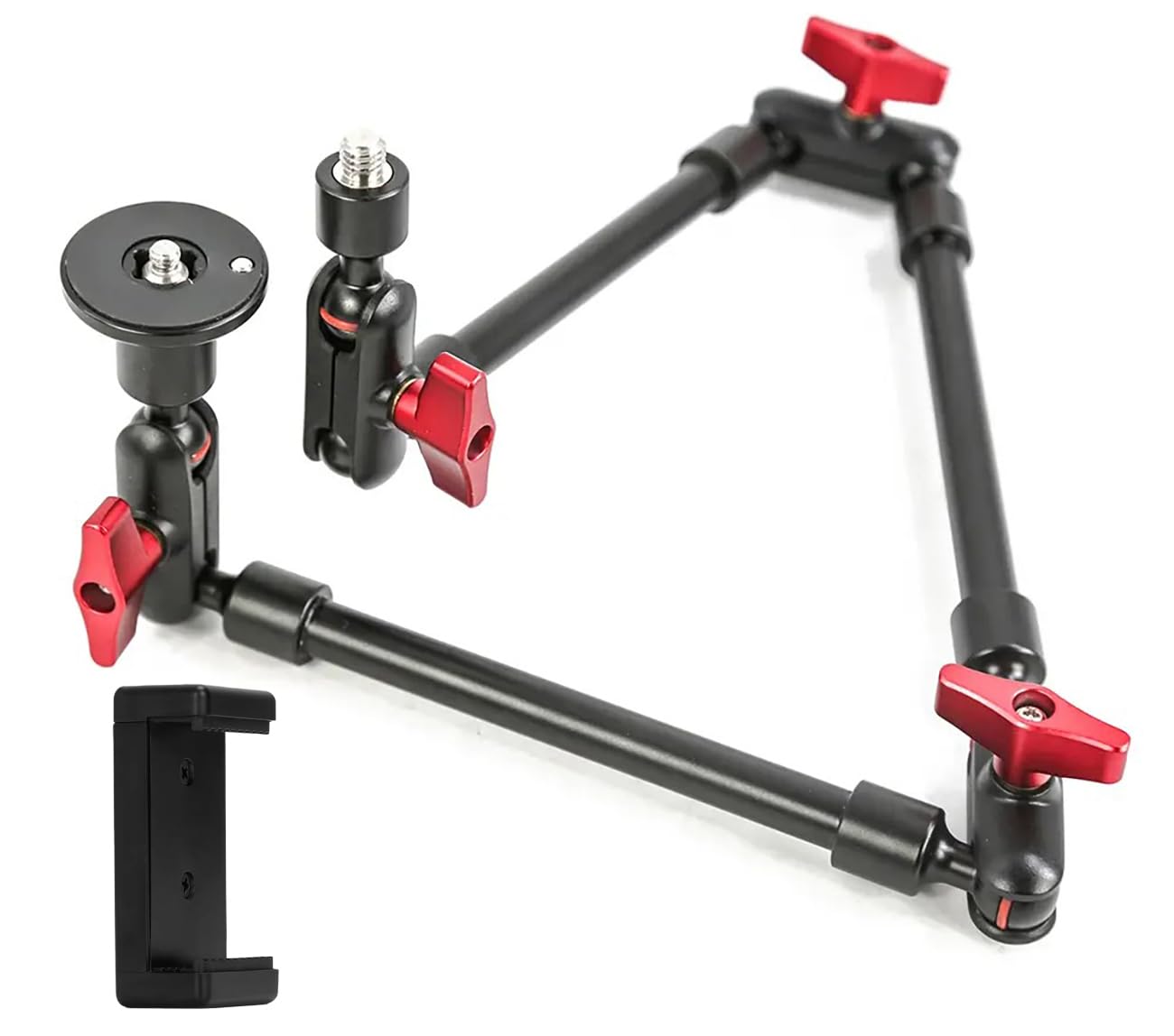 REFLEX CAMERA Adjustable Magic Arm - 80cm - with Universal Phone Holder – Flexible Aluminum Alloy Camera Mount Clamp for Tripod, Overhead Rig, Vlogging, Live Streaming, Photography, Video Recording