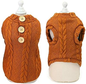 Amazon 犬服 ブランド かわいい Petfind 犬 犬の服 秋冬 背面ボタンクルーネックニット あたたか M ベージュ M ベージュ M ベージュ Pet Find コスチューム 通販