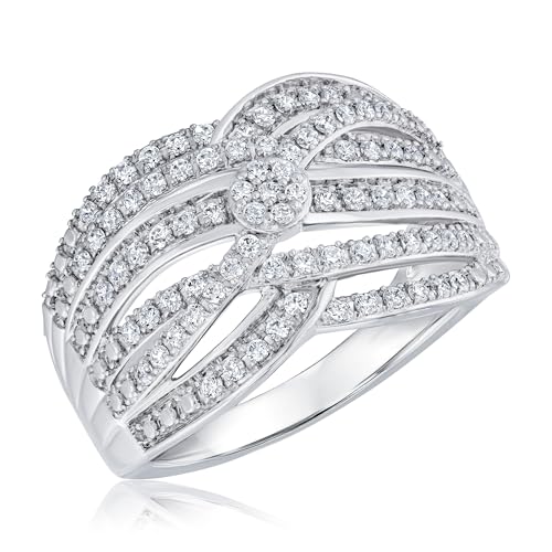 Reeds 1/2ctw Lab Grown Diamond Sterling Silver Multi-Row Ring - Size 7